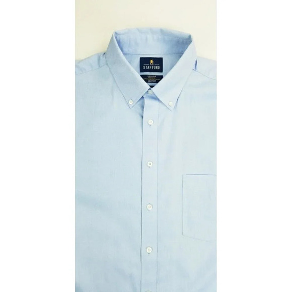 Stafford 17 32-33 Executive Non Iron Fitted Button Down Cotton Pinpoint Oxford - Picture 8 of 9